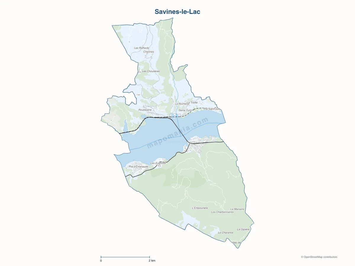 Carte de Savines-le-Lac à personnaliser