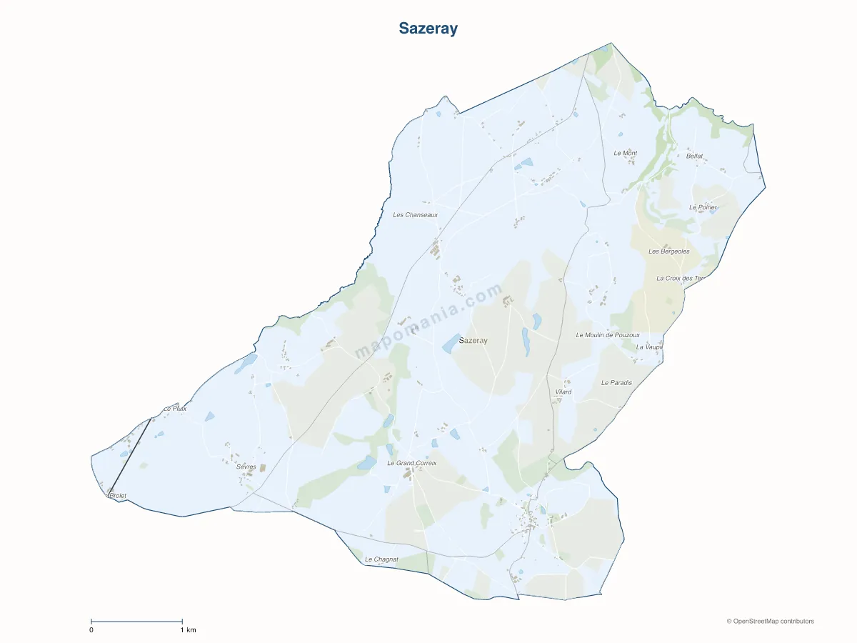 Carte de Sazeray à personnaliser
