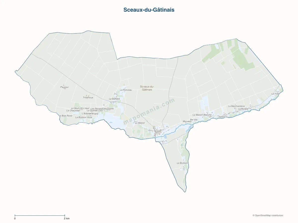 Carte de Sceaux-du-Gâtinais à personnaliser