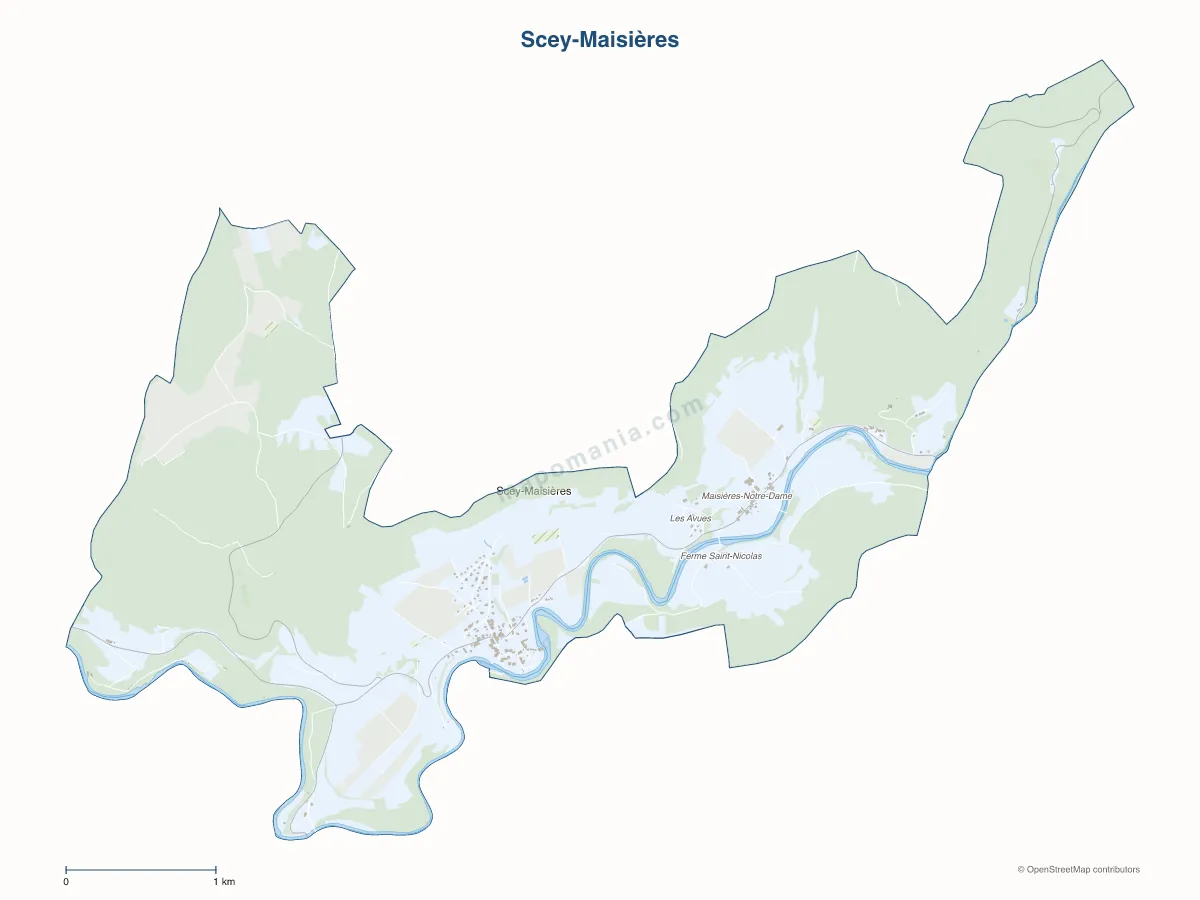 Carte de Scey-Maisières à personnaliser
