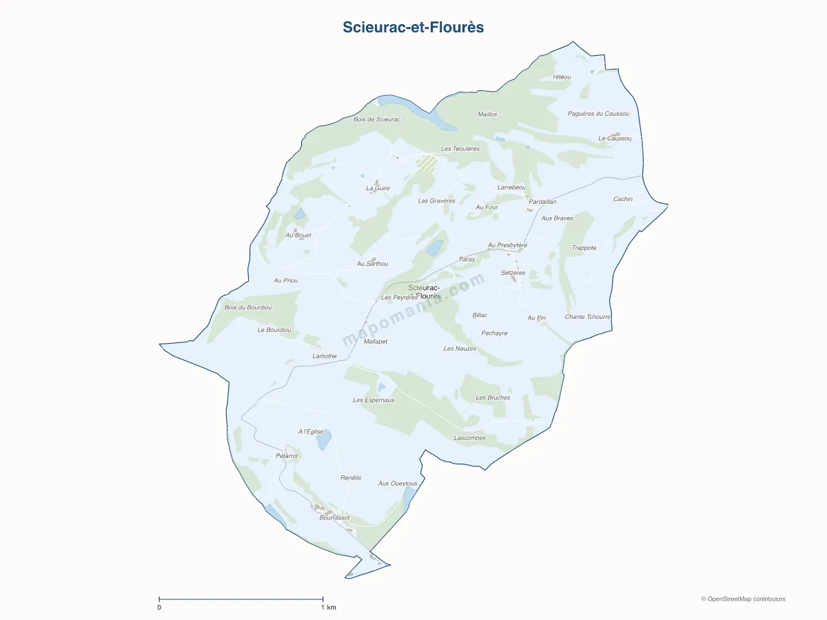 Carte de Scieurac-et-Flourès à personnaliser