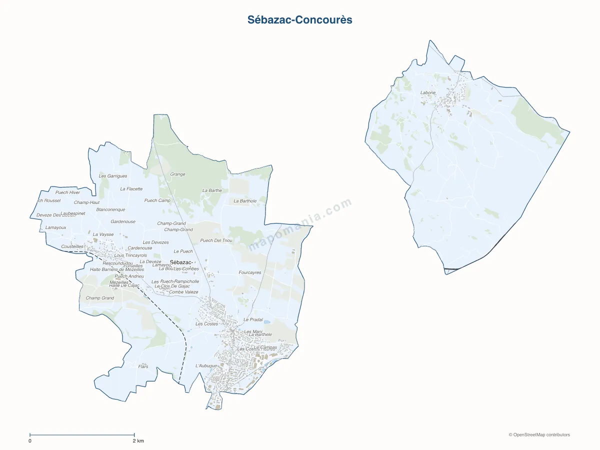 Carte de Sébazac-Concourès à personnaliser