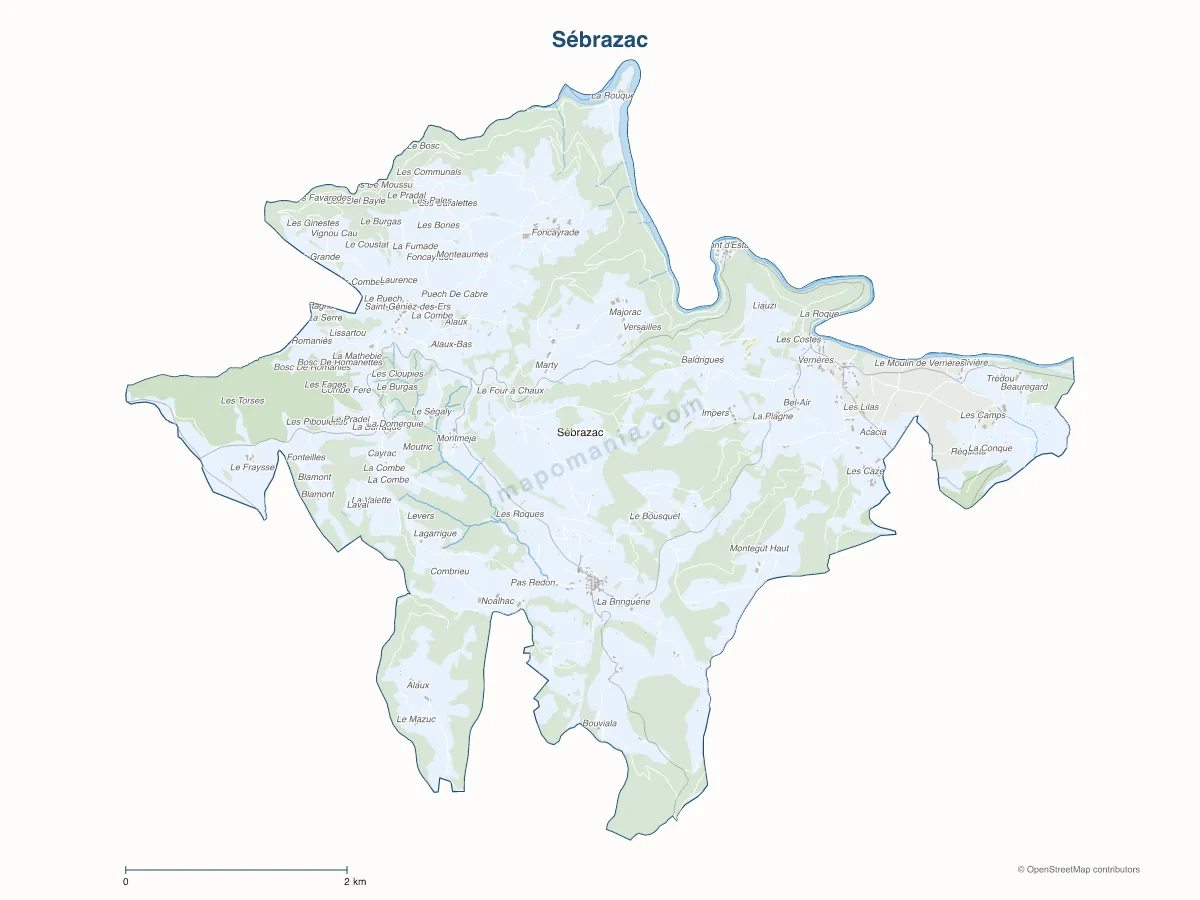 Carte de Sébrazac à personnaliser