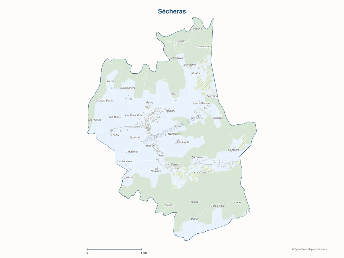 Carte de Sécheras à personnaliser