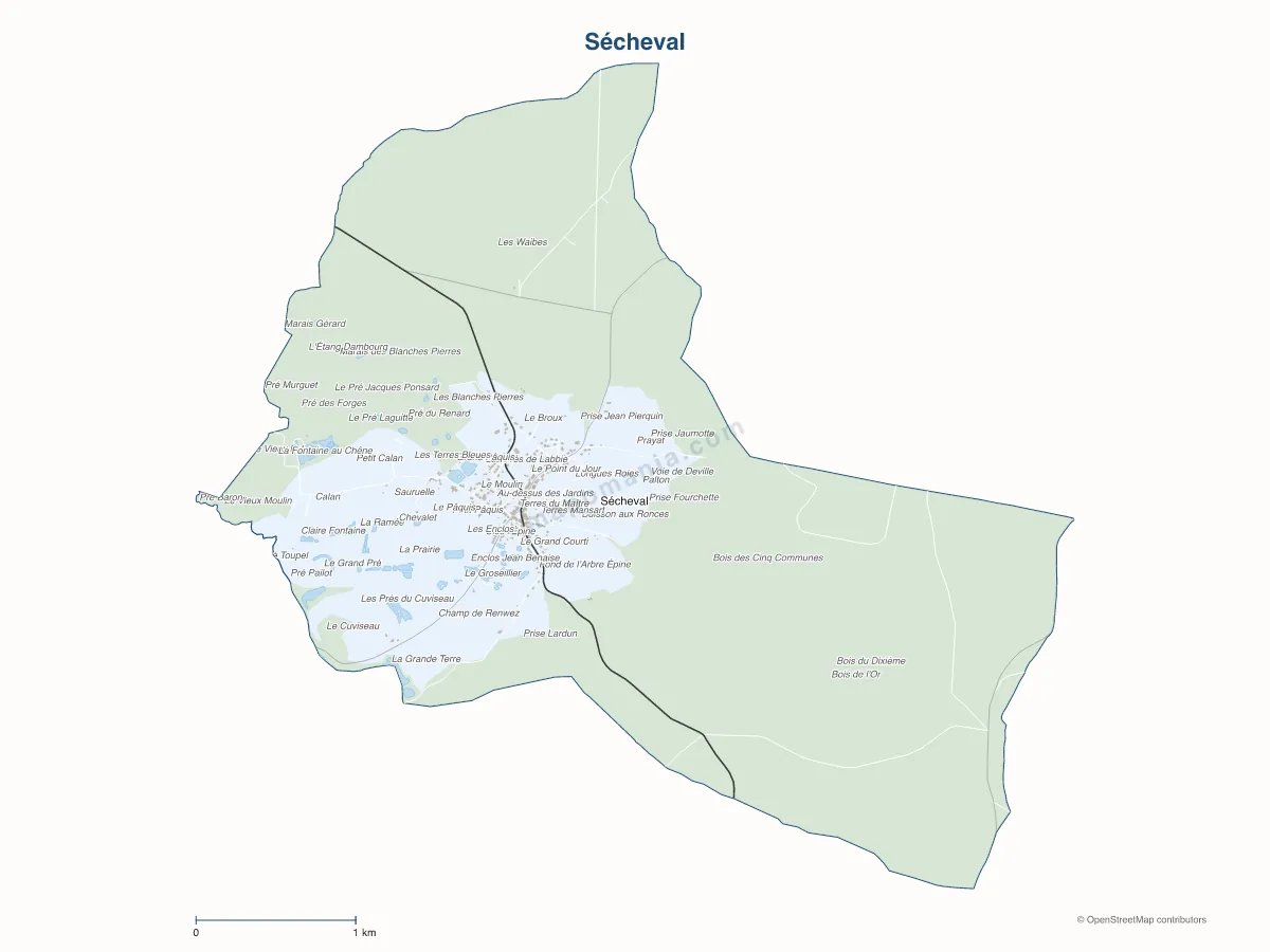 Carte de Sécheval à personnaliser