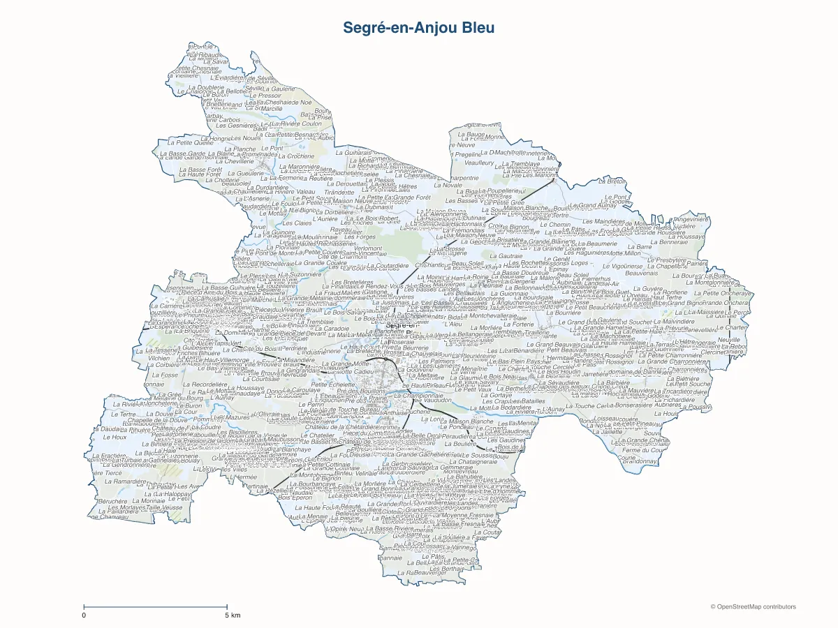 Carte de Segré-en-Anjou Bleu à personnaliser