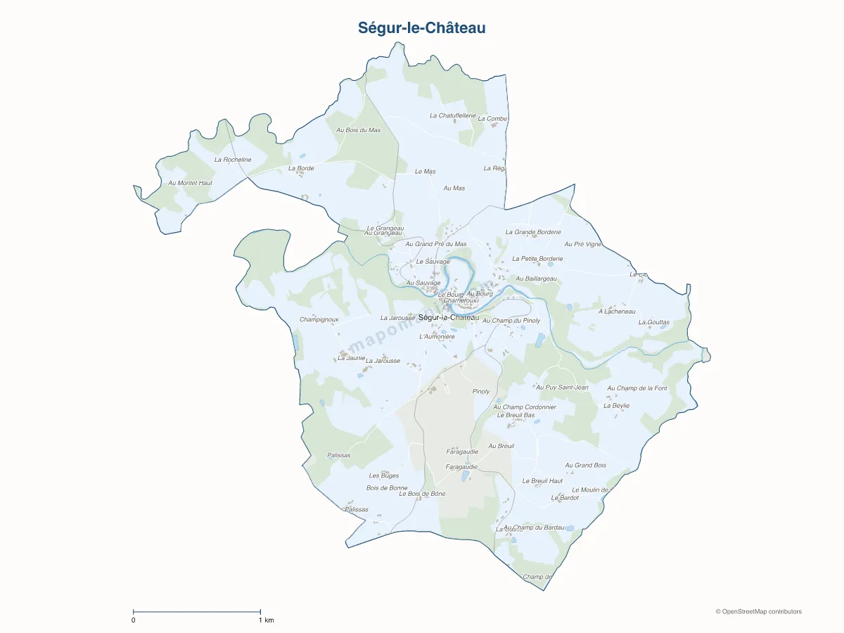 Carte de Ségur-le-Château à personnaliser