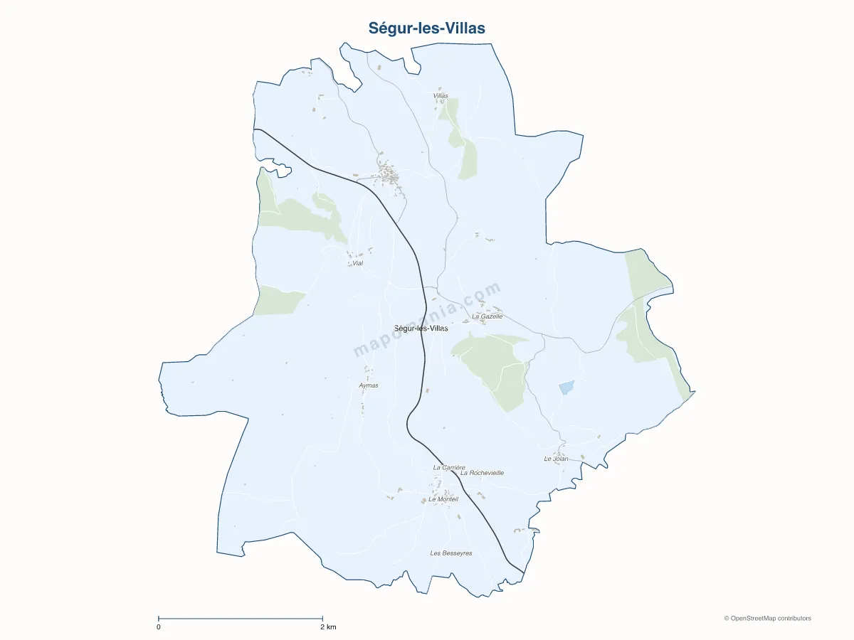 Carte de Ségur-les-Villas à personnaliser