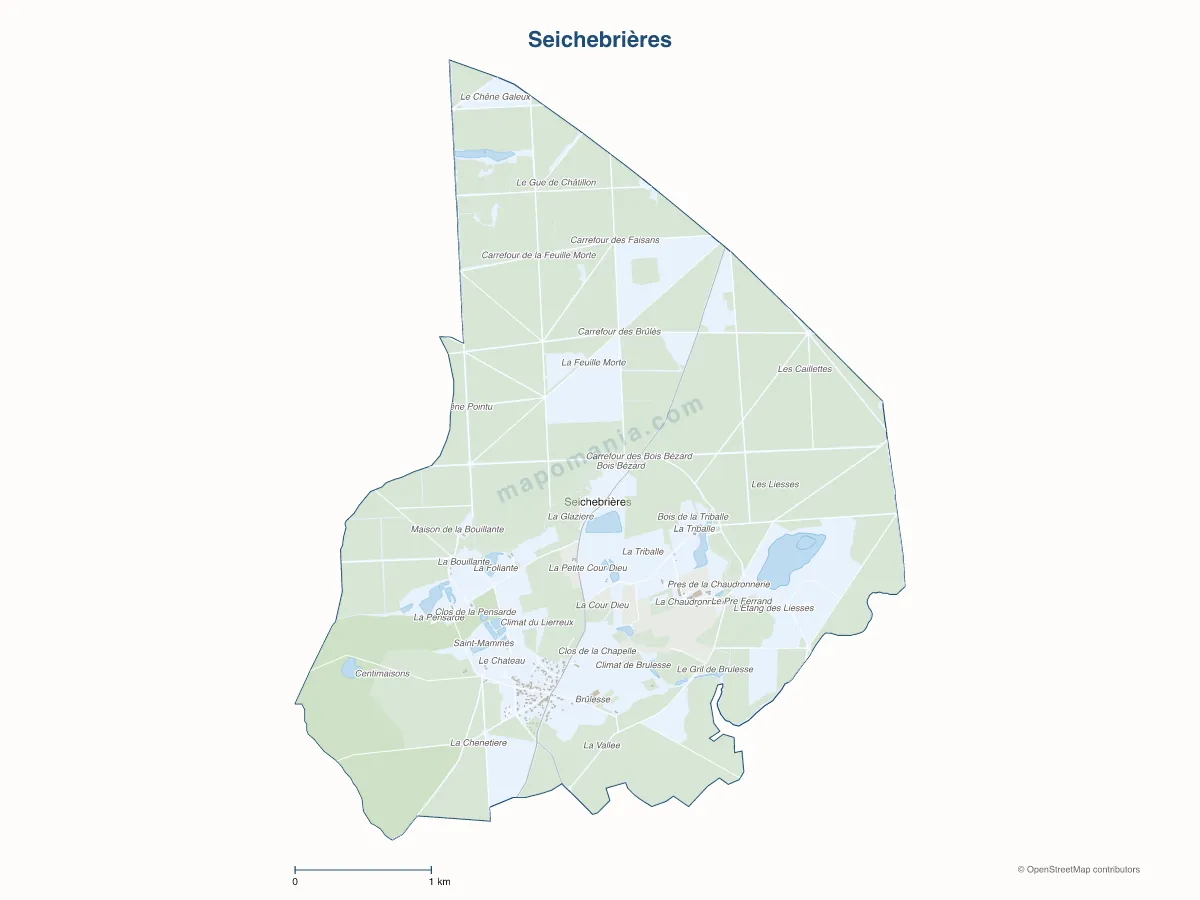 Carte de Seichebrières à personnaliser