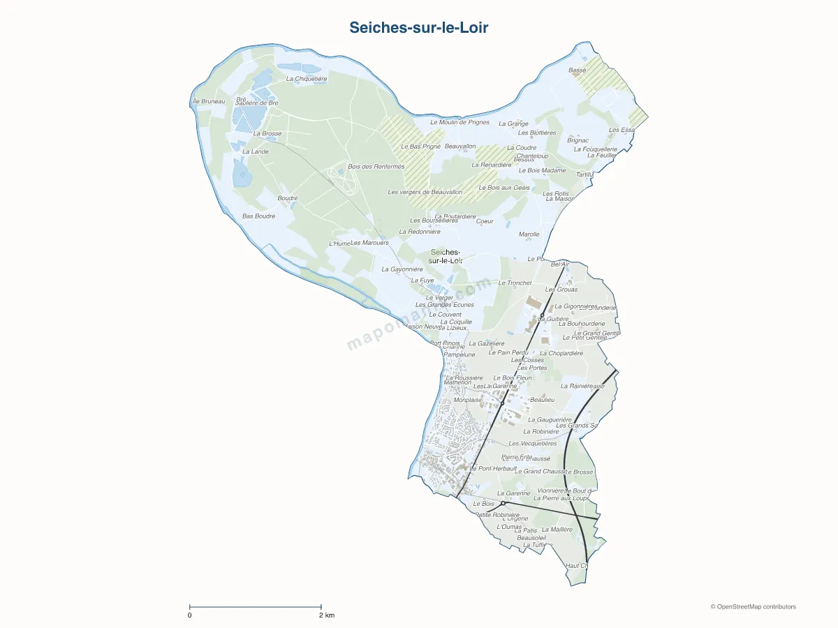 Carte de Seiches-sur-le-Loir à personnaliser