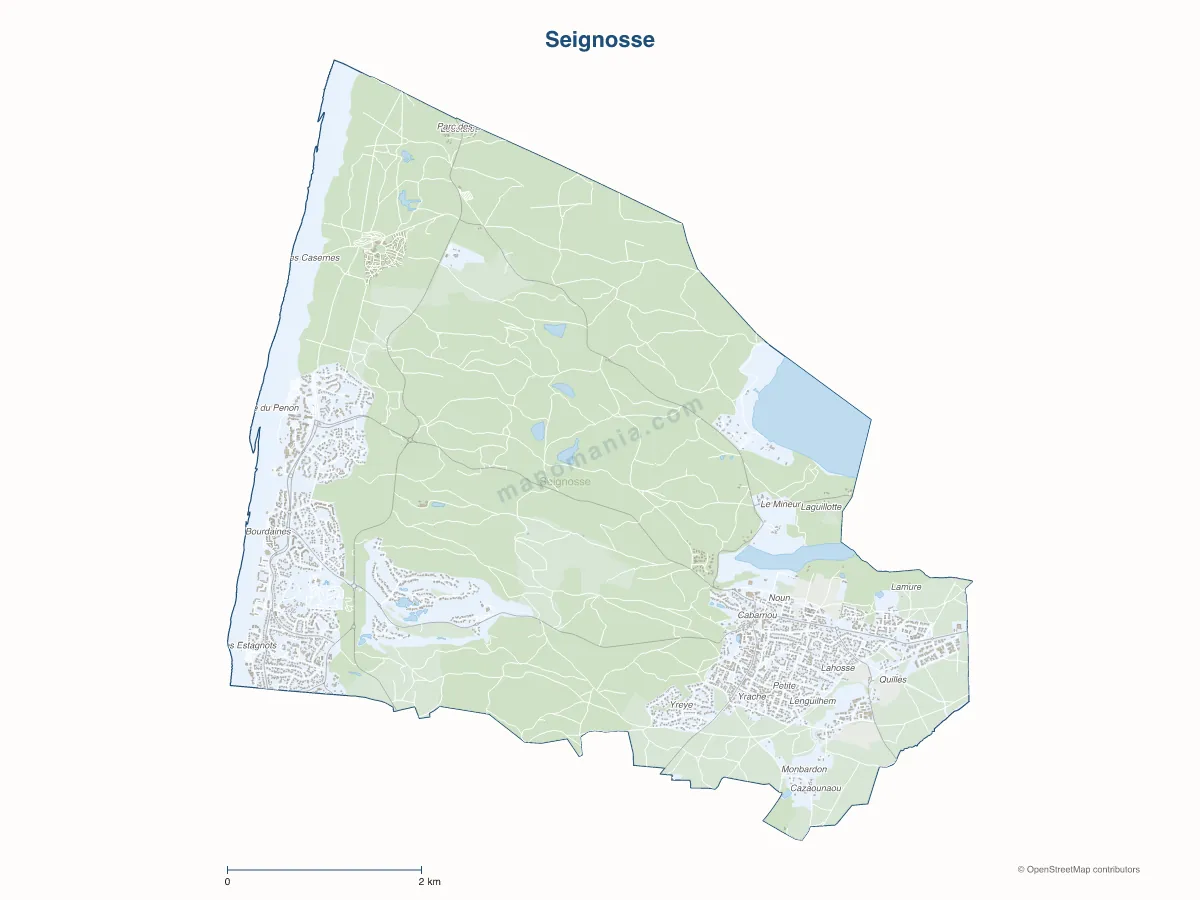 Carte de Seignosse à personnaliser