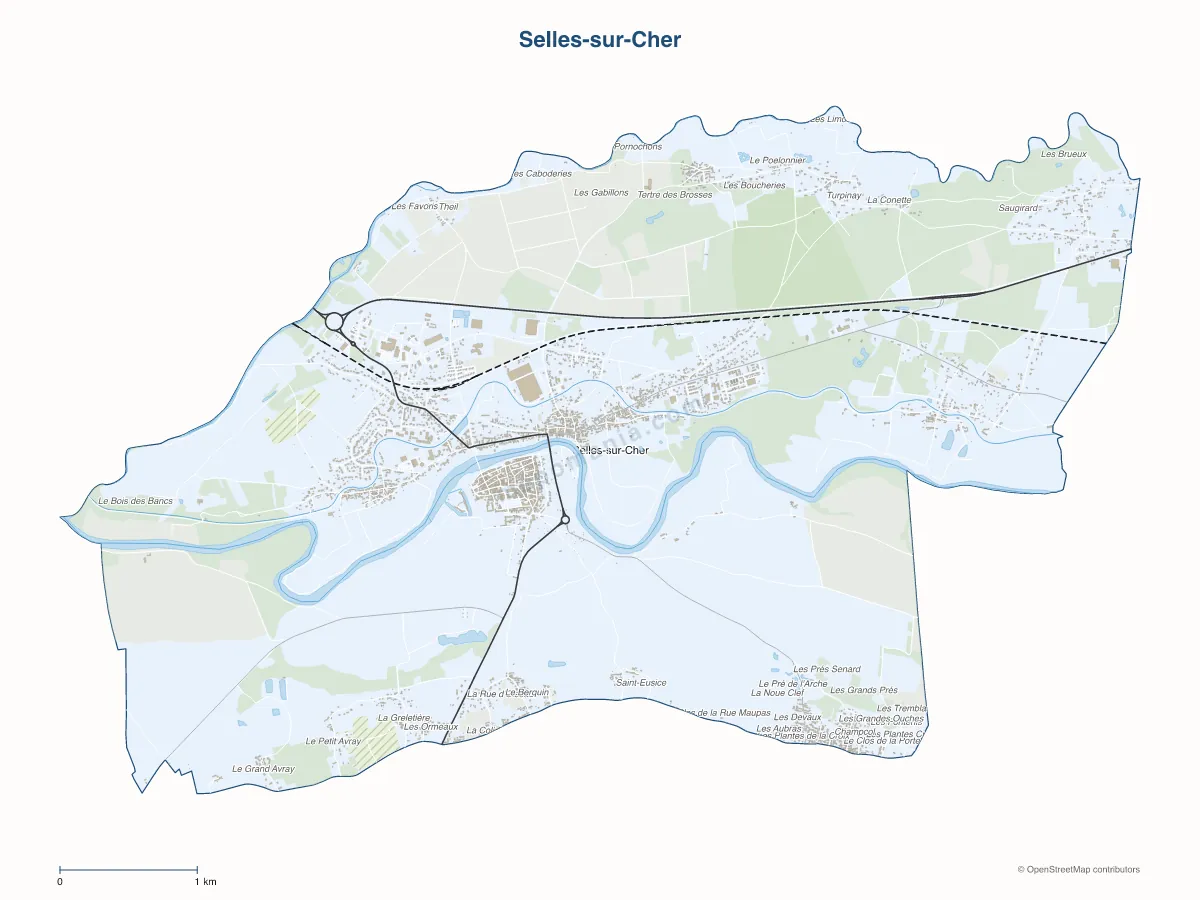 Carte de Selles-sur-Cher à personnaliser
