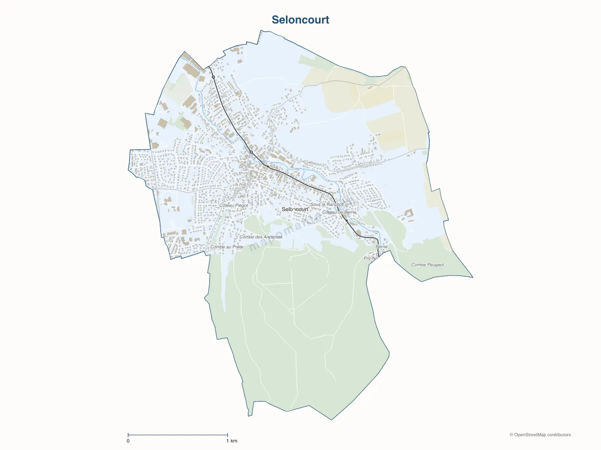 Carte de Seloncourt à personnaliser