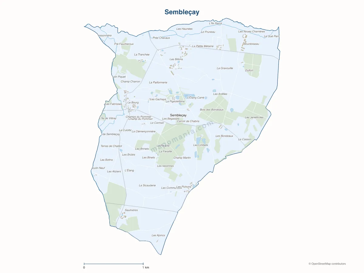 Carte de Sembleçay à personnaliser