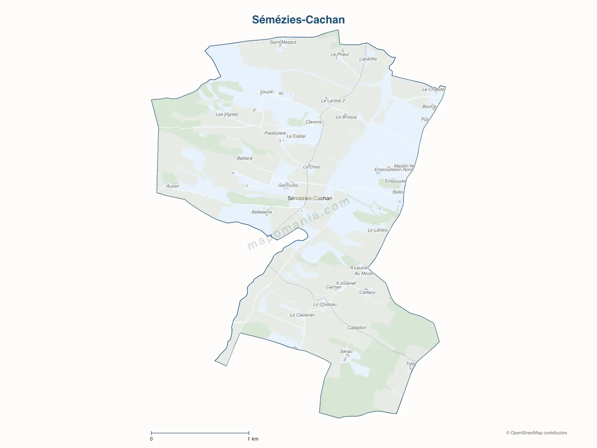 Carte de Sémézies-Cachan à personnaliser