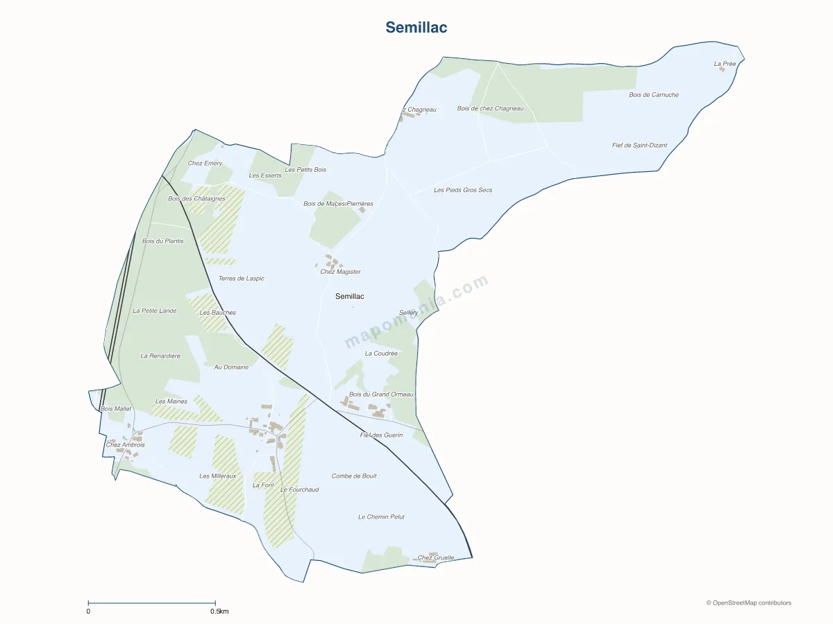 Carte de Semillac à personnaliser