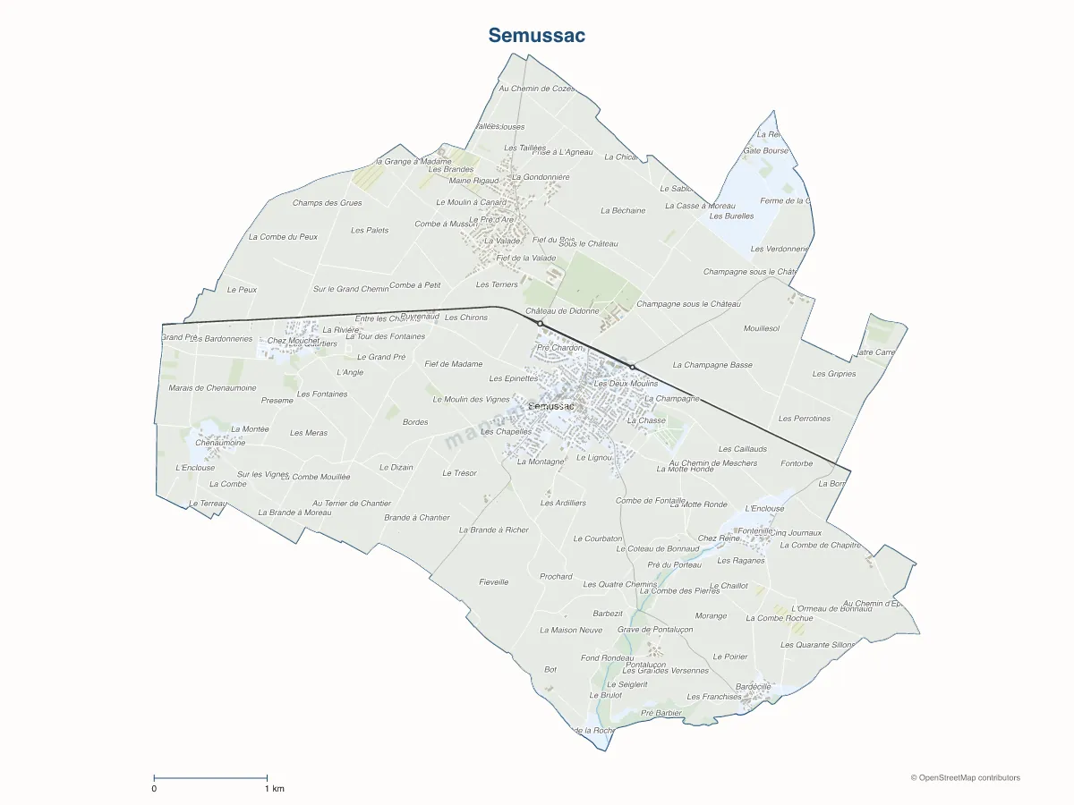 Carte de Semussac à personnaliser