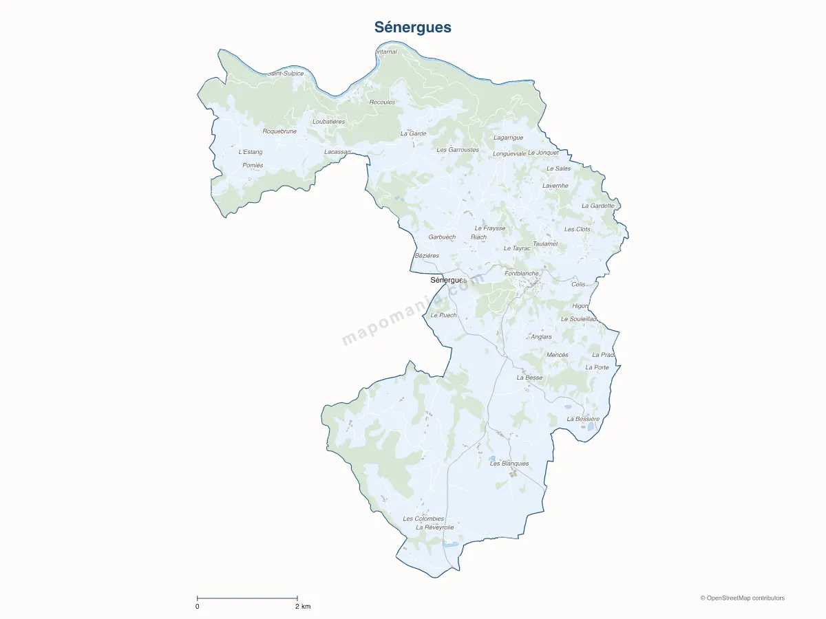 Carte de Sénergues à personnaliser