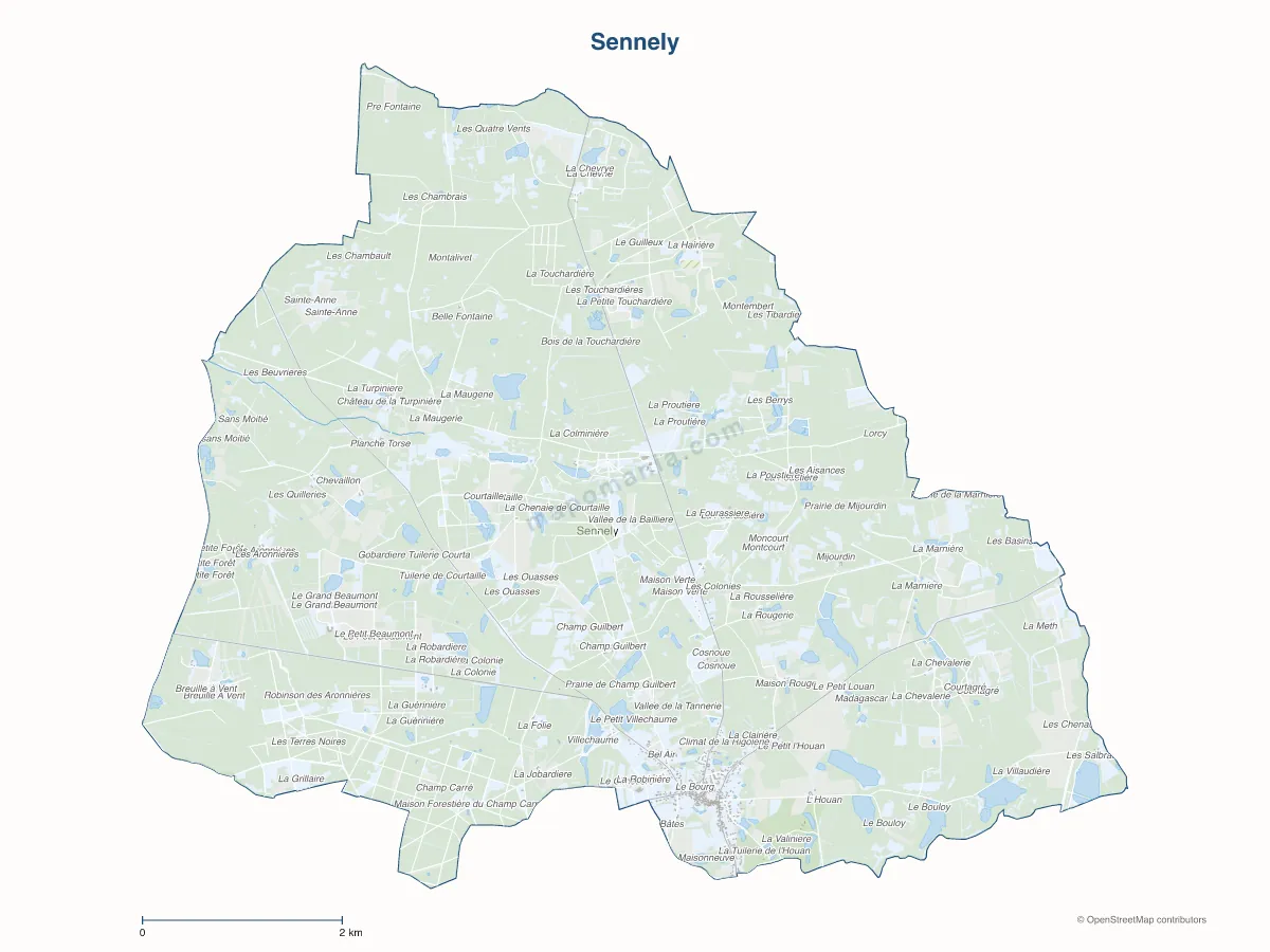 Carte de Sennely à personnaliser