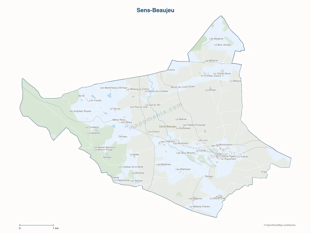 Carte de Sens-Beaujeu à personnaliser