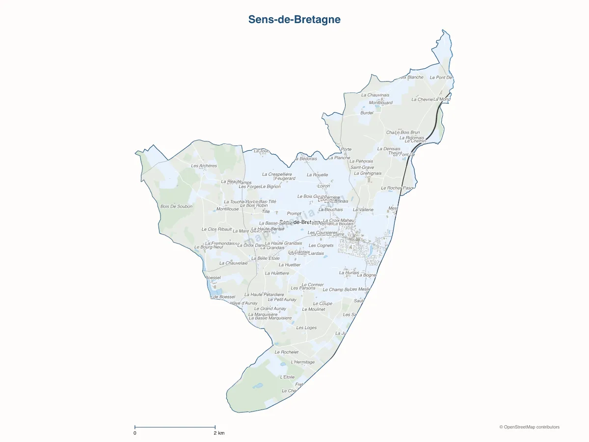 Carte de Sens-de-Bretagne à personnaliser