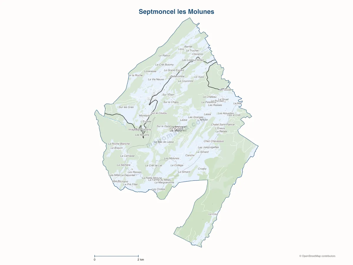 Carte de Septmoncel les Molunes à personnaliser