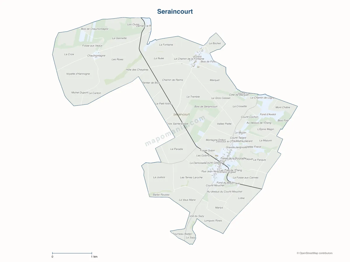 Carte de Seraincourt à personnaliser