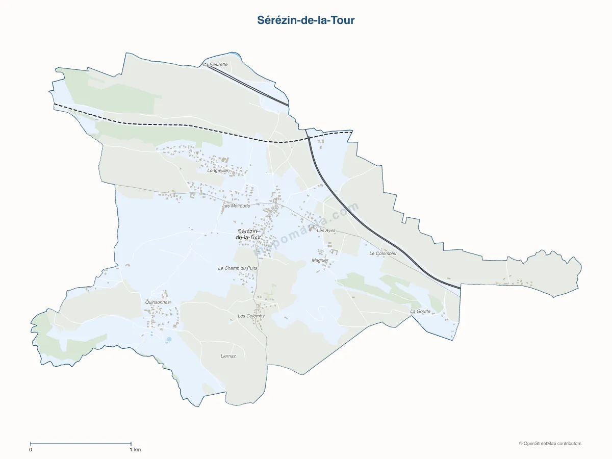 Carte de Sérézin-de-la-Tour à personnaliser