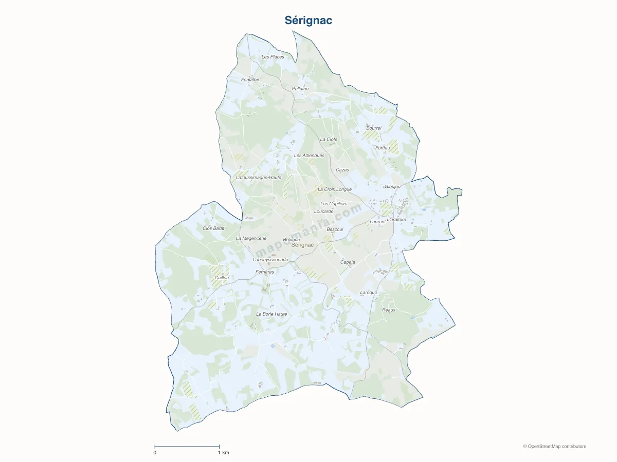 Carte de Sérignac à personnaliser