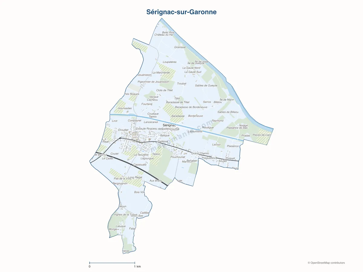 Carte de Sérignac-sur-Garonne à personnaliser