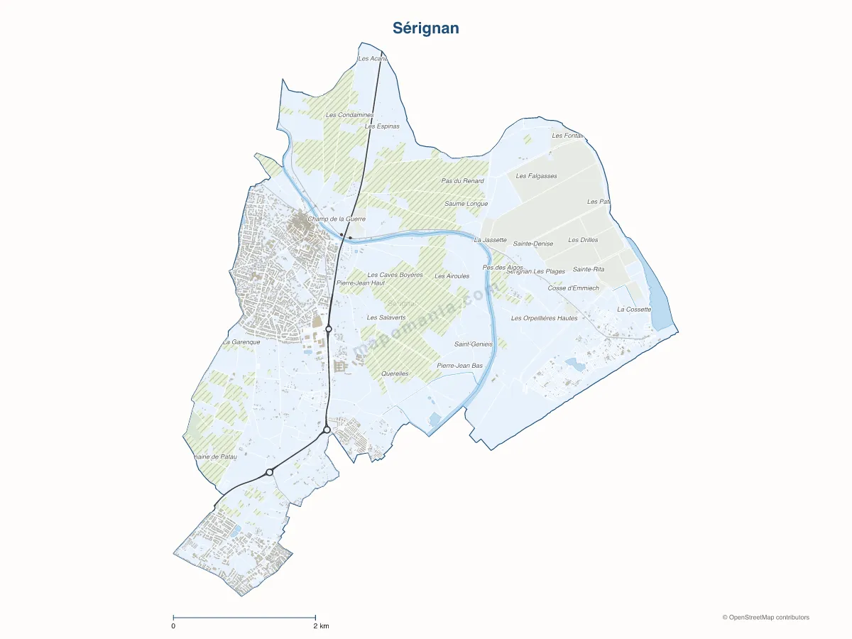 Carte de Sérignan à personnaliser