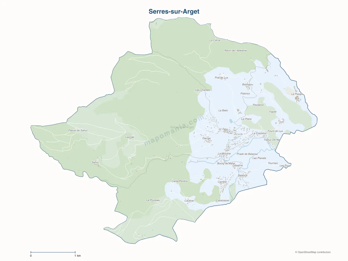 Carte de Serres-sur-Arget à personnaliser