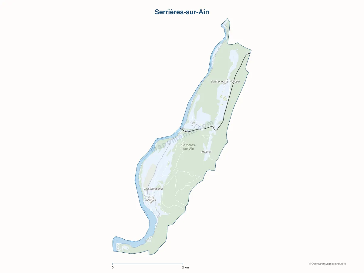 Carte de Serrières-sur-Ain à personnaliser