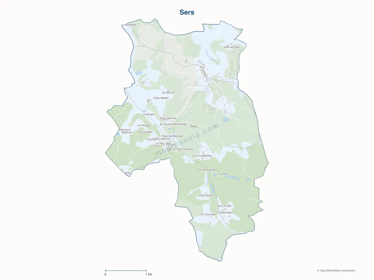 Carte de Sers à personnaliser