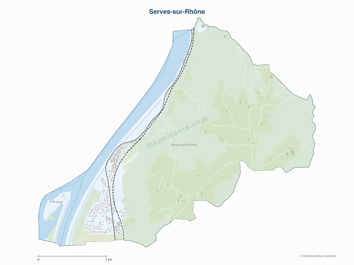 Carte de Serves-sur-Rhône à personnaliser