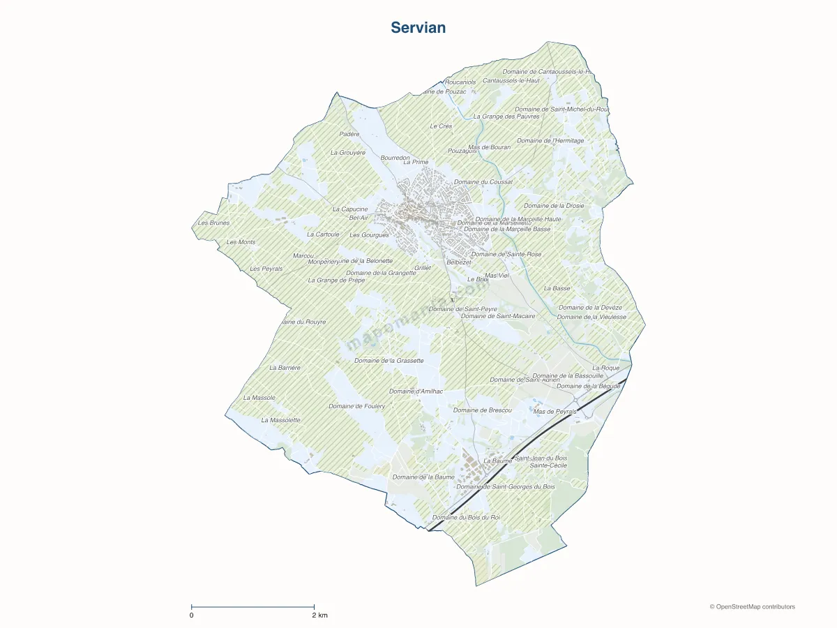 Carte de Servian à personnaliser