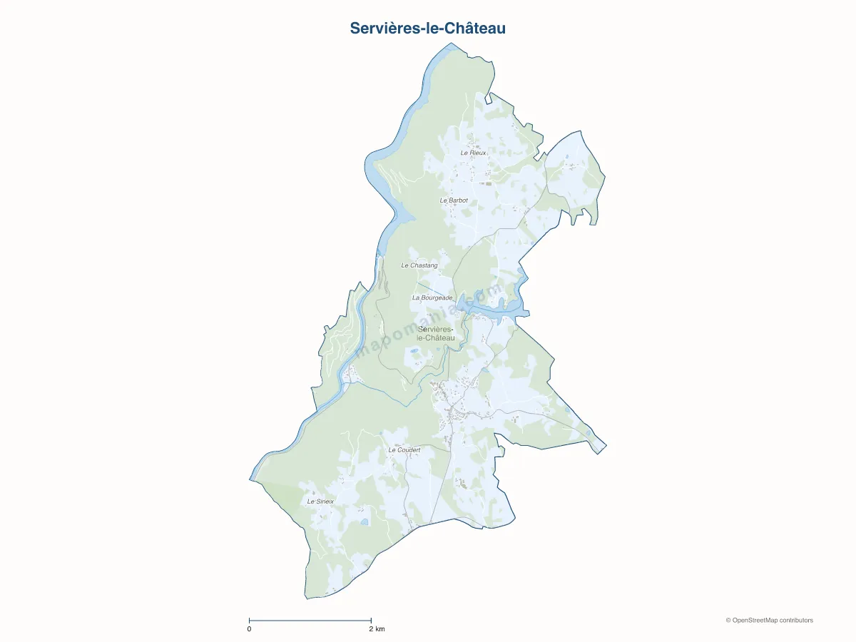 Carte de Servières-le-Château à personnaliser
