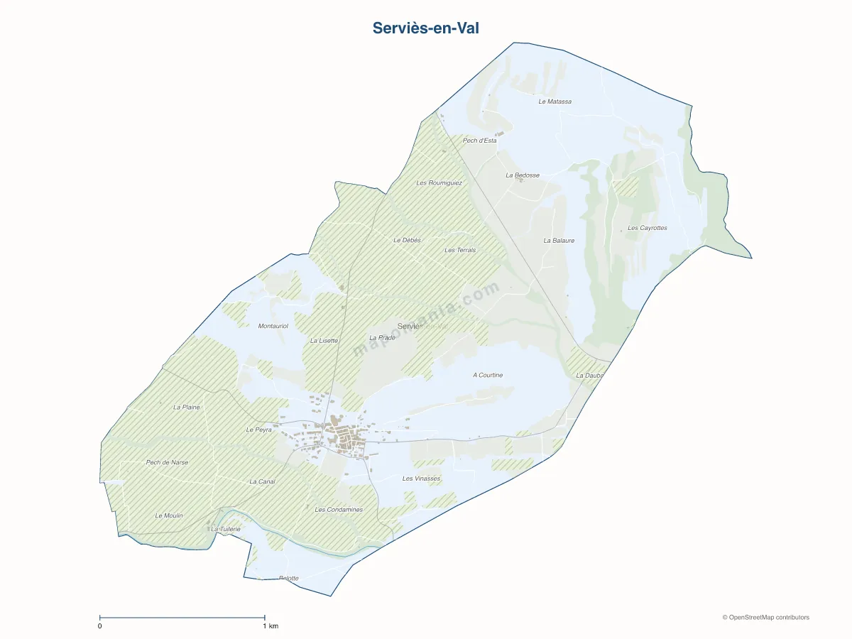 Carte de Serviès-en-Val à personnaliser