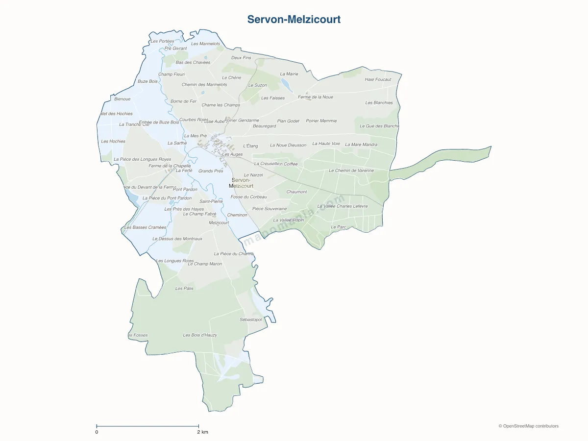 Carte de Servon-Melzicourt à personnaliser