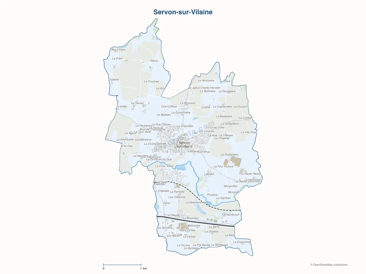 Carte de Servon-sur-Vilaine à personnaliser