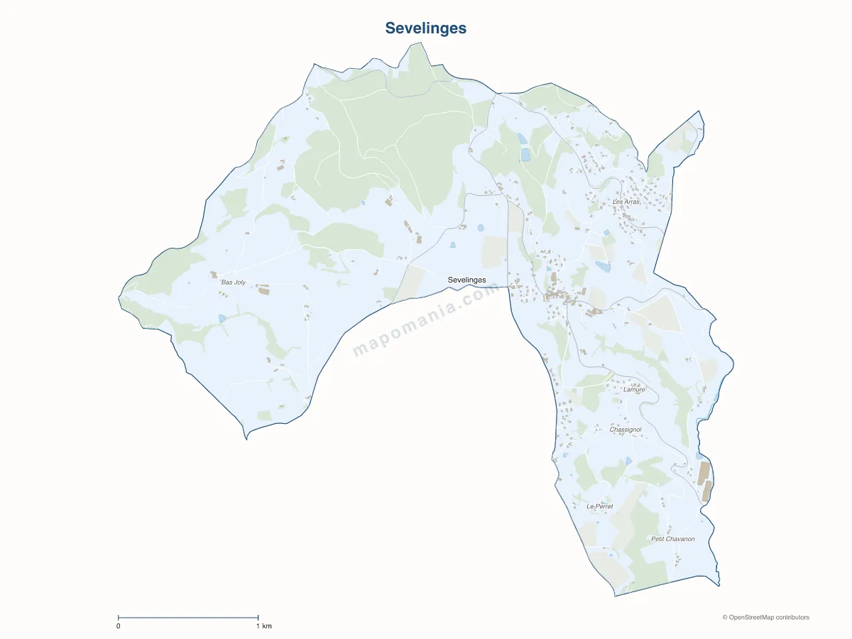 Carte de Sevelinges à personnaliser