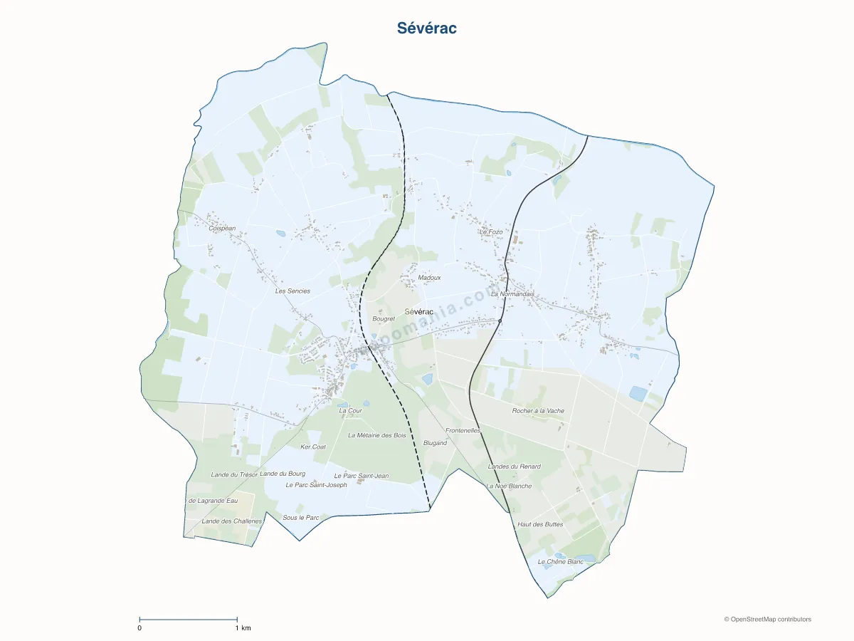 Carte de Sévérac à personnaliser