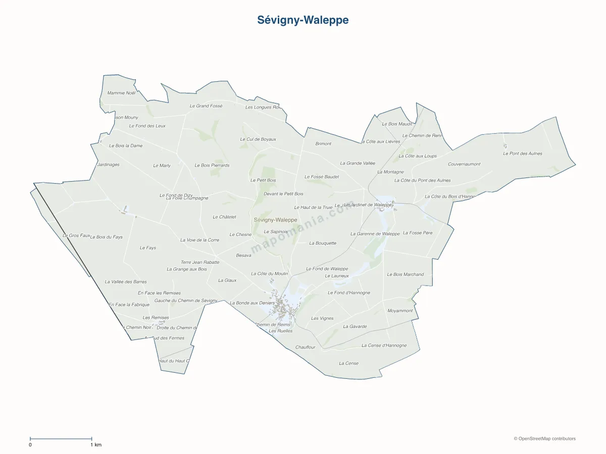 Carte de Sévigny-Waleppe à personnaliser