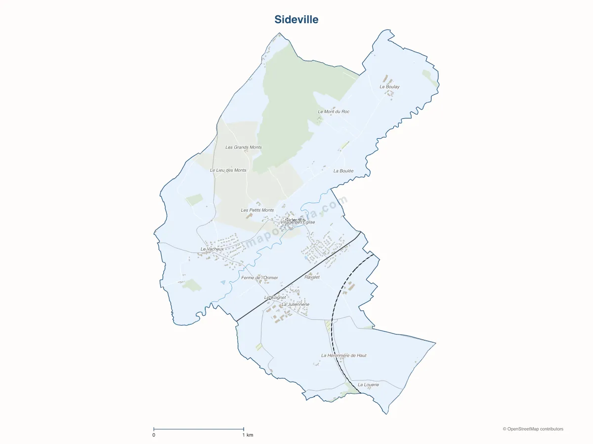 Carte de Sideville à personnaliser