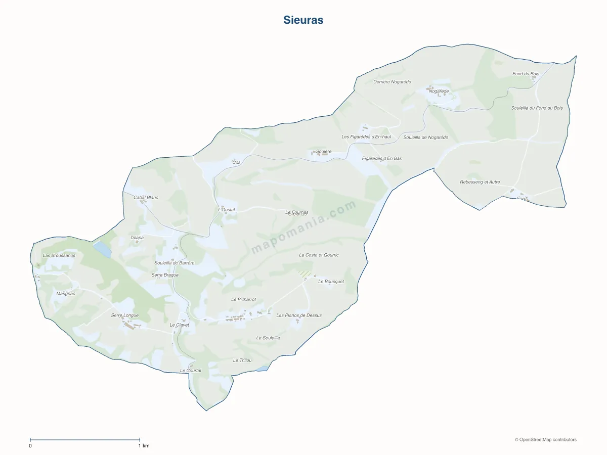 Carte de Sieuras à personnaliser