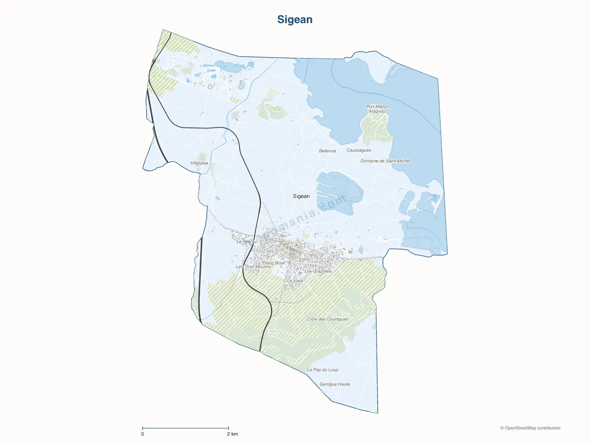 Carte de Sigean à personnaliser