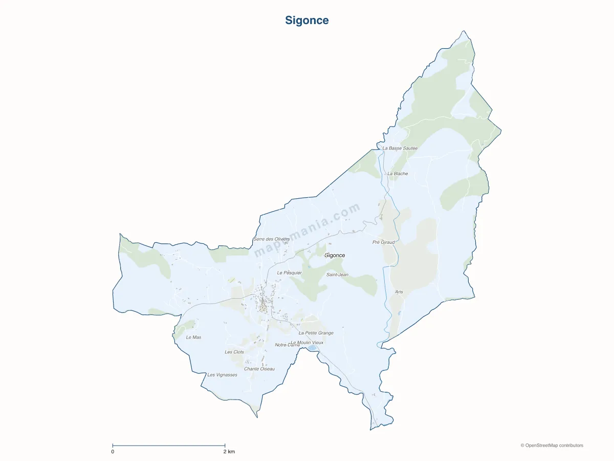 Carte de Sigonce à personnaliser