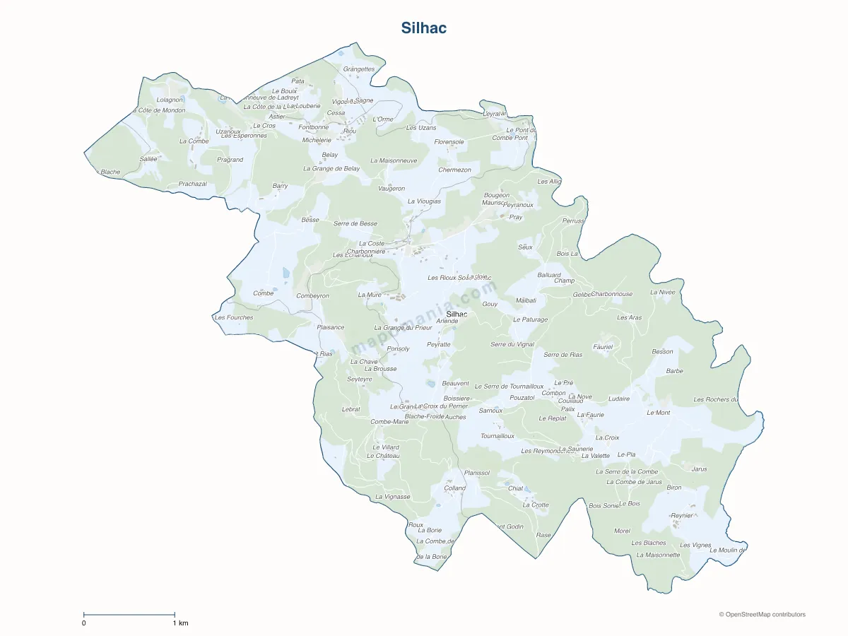 Carte de Silhac à personnaliser