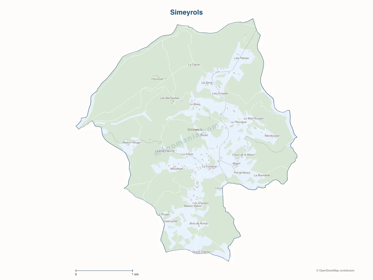 Carte de Simeyrols à personnaliser