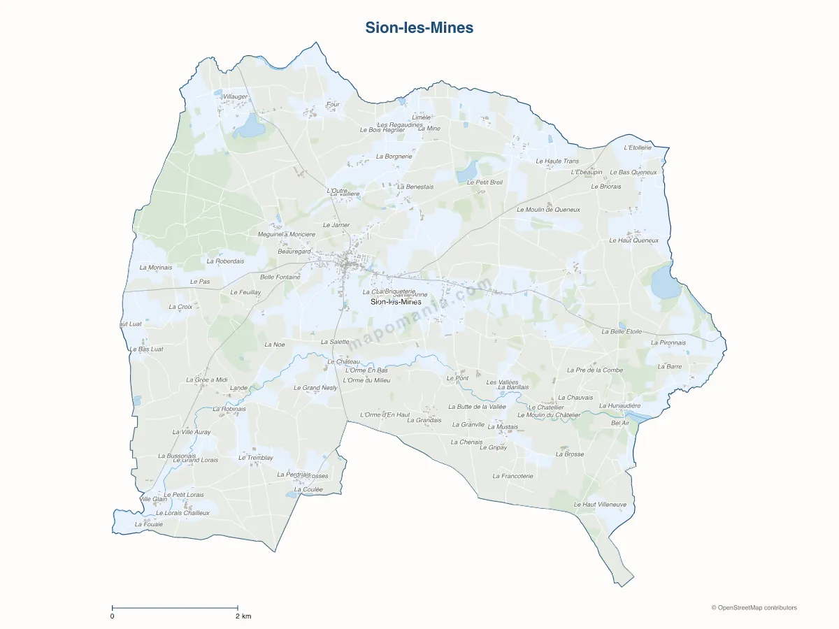 Carte de Sion-les-Mines à personnaliser